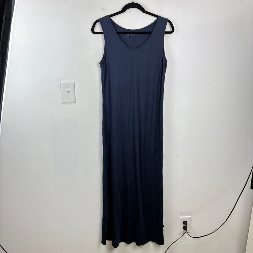 LNBF Viscose Bamboo Sleeveless Midi Shirt Dress